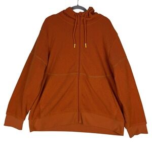 Bonobos Hoodie Mens XL Orange Full Zip Fleece Sherpa Hooded Jacket Warm